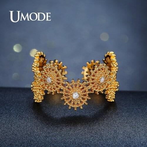 UMODE Trendy Geometric Open Ring for Women Gold Color Jewellery Unique Cocktail Finger Ring Fashion Bague Femme Hot Gift UR0387A