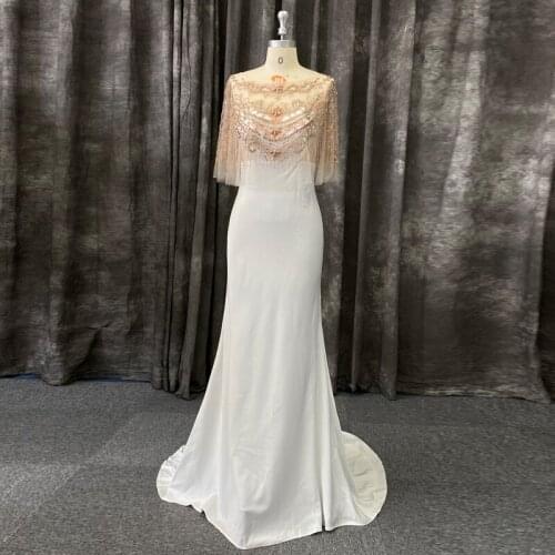 Stunning Mermaid Evening Dress with Luxury Beaded Crystals Wrap