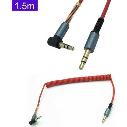 1.5m Coiled 3.5mm AUX Cable Mini Jack to Jack Male Audio Auxiliary Lead PC Car