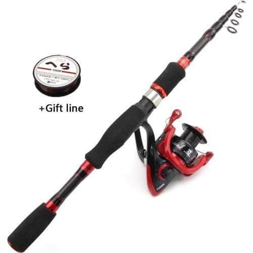 1.8M 2.1M Rod Reel Combos Spinning Fishing Rod and reel Carbon Telescopic Sea ferry Fishing Rod set trout Pikes fish pole pesca