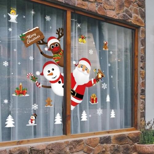 1 Set Christmas Theme Window Stickers Eye-catching Strong Stickiness PVC Glass Sticker Attractive Christmas Decorations for Home