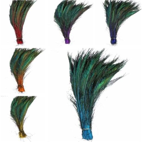 10Pcs/Lot Colored Peacock Feathers Decoration 30-35cm/12-14inch Wedding Halloween Feather Decor Handicraft Accessories Plumes