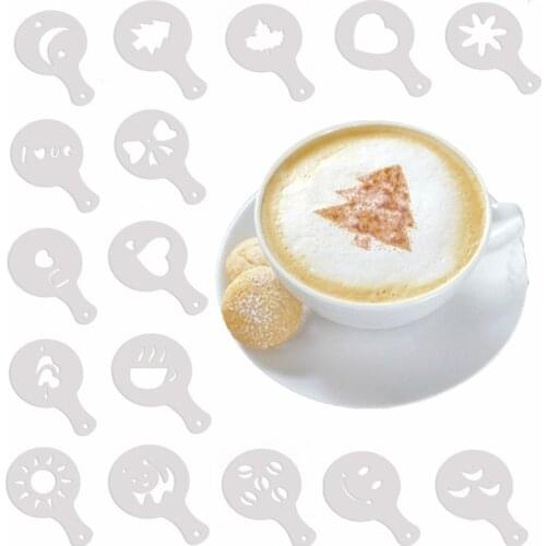 16 pieces of coffee cake printing mold cake decoration fancy coffee plastic model coffee decoration tool cappuccino latte mold