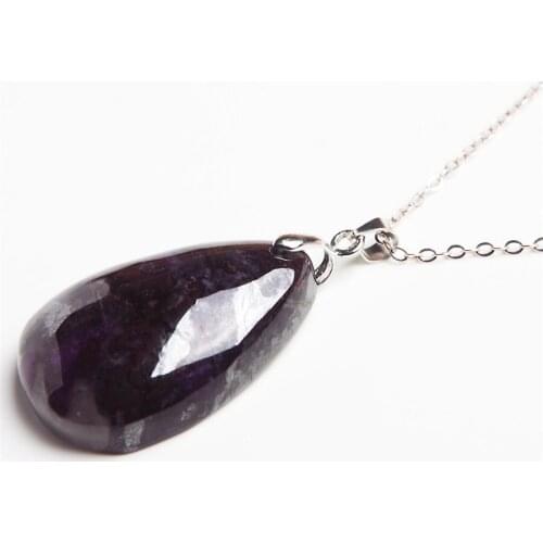32*22*9mm South African Purple Sugilite Natural Stone Pendant Women Femme Necklace Charm Suspension Water Drop Pendant