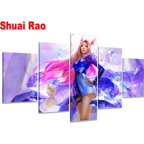 5 Pieces Natural Waterfall Landscape diamond embroidery,Wall painting full round drill 3d cross stitch mosaic diamond Painting