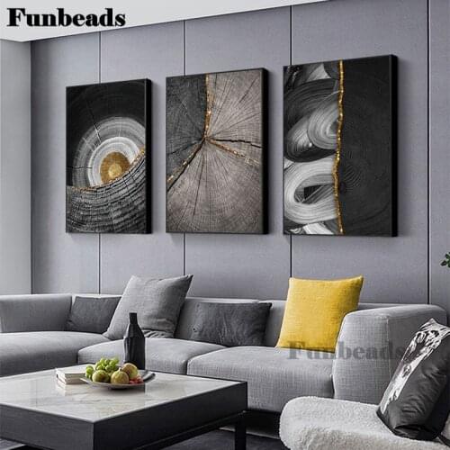 5D DIY square/round diamond painting cross stitch abstract black and white wood grain diamond painting gold home decor FF4181