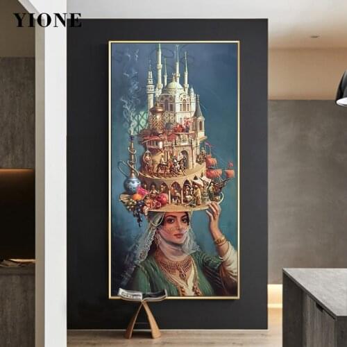 Abstract Indian Girl Persian Princess Art Canvas Prints Custom Mans City Landscape Tray Wall Painting Home Decor Poster Picture