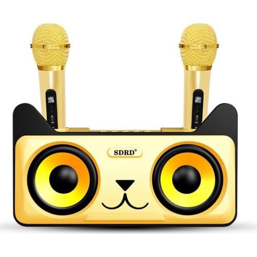 Wireless microphone bluetooth speaker home theater karaoke KTV Music outdoor portable column dual microphone speaker Caixa De So