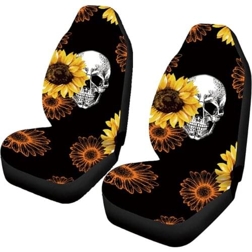 Skeleton Pattern Car Seat Cover Skulls in Sunflowers Polyester Universal Fit Design Autos Truck Van SUV For megane 2 volkswagen