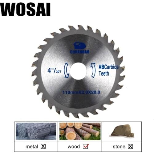 WOSAI Diameter 110mm 30 Teeth TCT Circular Saw Blade Angle Grinder Saw Disc Carbide Tipped Wood Cutter Wood Cutting Disc