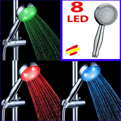 Shower 8 LEDS 3 colors color change with water temperature artichoke for bath 3 colors replacement tap LIGHT gift