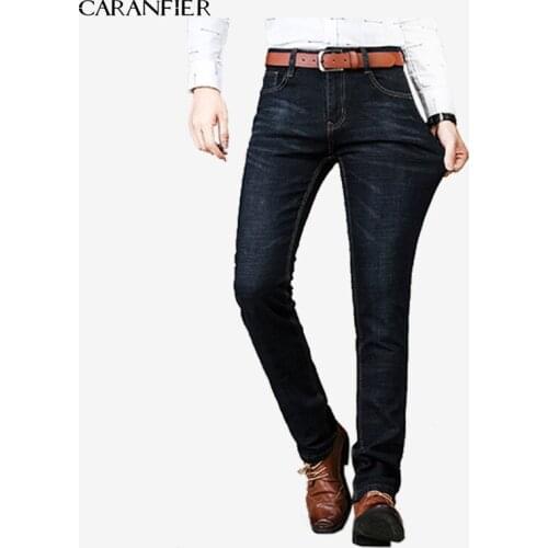CARANFIER Jeans 2019 Brand New Mens Fashion Jeans Business Casual Stretch Slim Jeans Classic Trousers Denim Pants Male 38 39 40