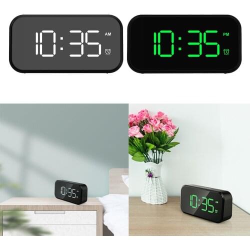 Snooze Digital Alarm Clock 5" LED Screen 12/24H 6 Brightness for Bedrooms