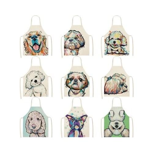 Dog Aprons Modern Minimalist Cute Cartoon Dog Pattern Apron Cotton and Linen Material Is Refreshing and Easy To Wear 68x55 cm