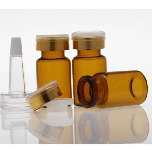 5ml Empty Amber Glass Vials With silicone butyl stopper flip off cap 5cc Small Mini injection Serum Bottles LX1083