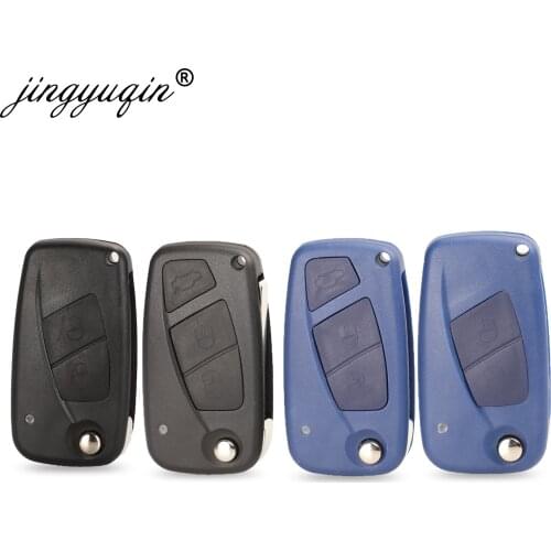 Jingyuqin 20pcs/lot Flip Remote Key Shell fit for FIAT Punto Ducato Stilo Panda Case Fob Black 3 Buttons Foldind Fob