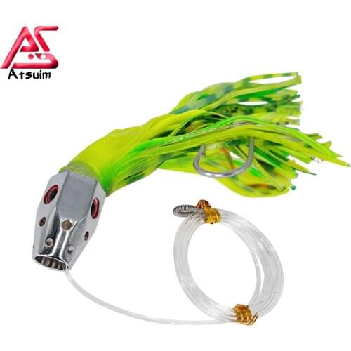AS Trolling Lure 23cm185g Bait Copper Head Octopus Squid Skirt With Hook Big Game Drag Fishing Marlin Tuna Pesca Hard Bait