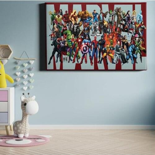 Canvas Painting Superhero Animation Comics Marvel Poster Prints Hulk Captain America Superman Home Wall Art Kids Birthday Gift