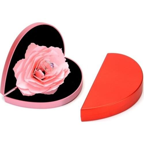 2pcs Red and pink colors Heart-shaped rose ring box Empty rose flower Proposal ring box storage container