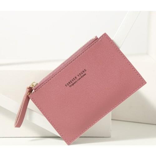 Coin purse card holder lady soft leather keychain bag small card wallet female mini credit card holder box zipper coin holder