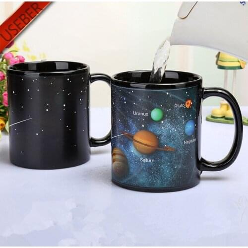 385ml Cool Ceramic Solar System Change Color Mugs Heat Sensitive Color Changing Mugs Sublimation Coffee Tea Change Color Mug