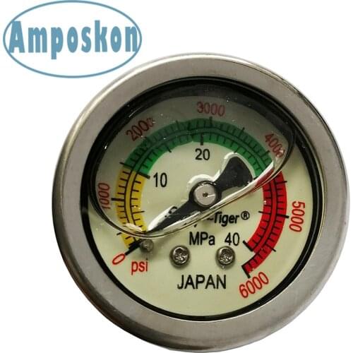 1PC New Hot PCP Paintball Airsoft High Pressure Liquid/Oil Filled Diving Pump Pressure Gauges 46MM 40MPA/6000PSI Manometer M10*1