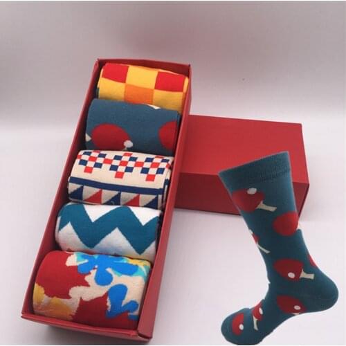 2020 new socks mens high-quality increase longer fashion casual cotton socks The latest colorful socks clothes (5 pairs / lot)