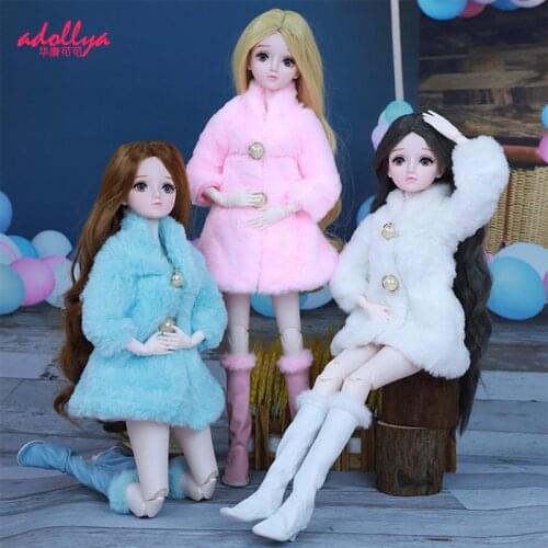 Adollya Doll Clothes 1/3 BJD Fashion Ladies Woolen Coat Accessories DIY Dress Up Handmade Clothes For Dolls Girls Toys Bjd Gifts