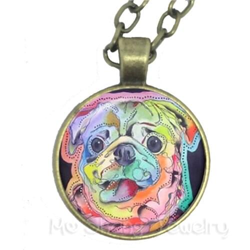 Schnauzer Picture Necklace 25mm Round Glass Dome Animal Pattern Series Pendant Dog Lover Creative Gift Handmade Sweater chain