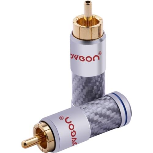Move on gold plated RCA head carbon fiber shell welded lotus coaxial AV audio cable plug