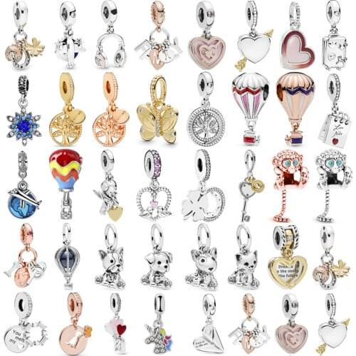Octbyna Popular Crystal Charm Bead Pendant Fits Pandora Bracelet&Necklace Making Animal And Love Style DIY Jewelry Accessories