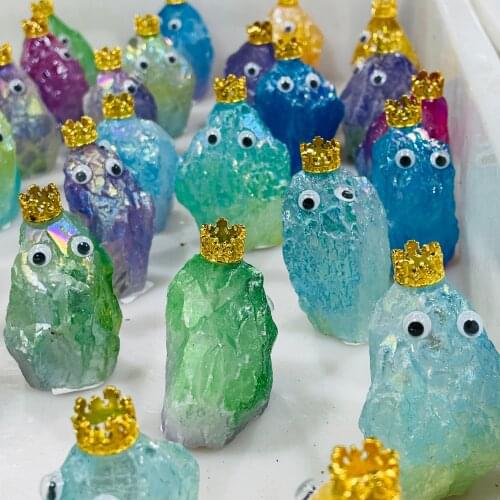 Natural Electroplating Stone Mineral Colorful Crown Elf Lovely Home Decoration