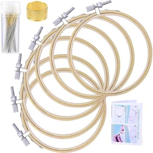 Imzay 39pcs Embroidery Hoop Set For Beginner, 6inch/15.2cm Cross Stitch Hoops, Embroidery Circle With Sewing Needles And Thimble