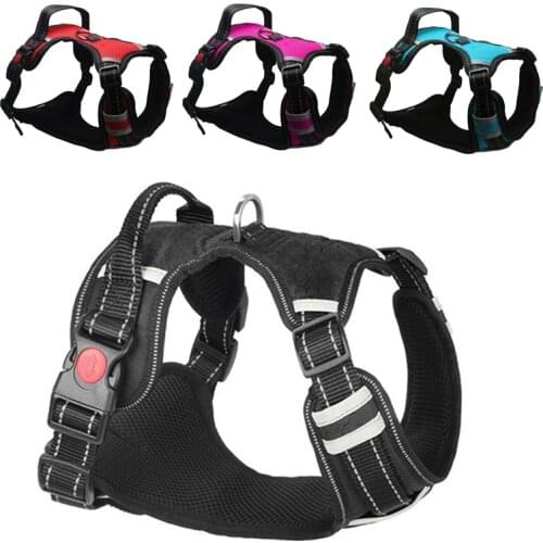 Adjustbale Matching Leash Collar Reflective Pet Training Supplies Nylon Big Dog Harness No Pull Medium Large Dog Harness Vest