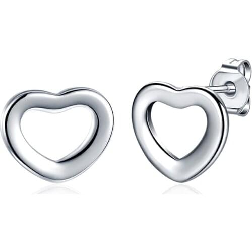 BABYLLNT 925 Silver Heart Band Stud Earrings For Woman Wedding Engagement Fashion Party Charm Jewelry Gift