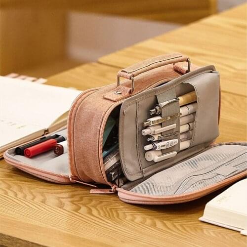 School Supplies Big Canvas Pencil Case Cute Pencil Box for Kids Double Layered Storage Pens Pencils Bag Estuche Escolar gift