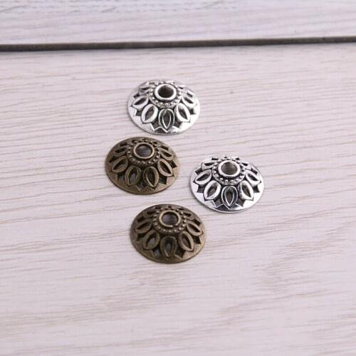SWEET BELL 120pcs 5*14*14mm Two Color Receptacle Hollow Flower DIY Spaced Jewelry Accessories Charms For Jewelry Making