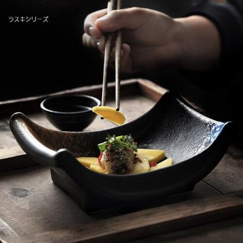 Special retro tableware boat plate snack dish Japanese ceramic sushi sashimi side plate