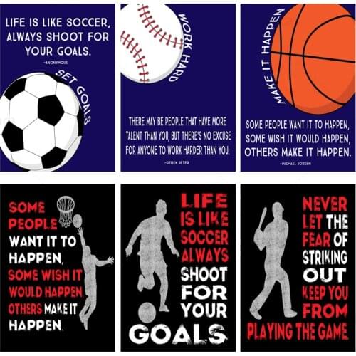 Sports Ball Basketball Football Vintage Tin Sign Wall Art Metal Poster Iron Plate Retro Plaque for Club Bar Pub Home Decoration