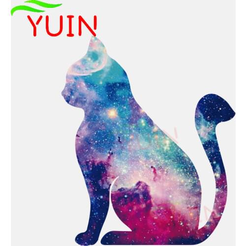 Stylish Starry Cat Silhouette Car Sticker Cartoon Romantic Art Applique PVC Decoration Auto Accessories Waterproof Decal 14*12cm