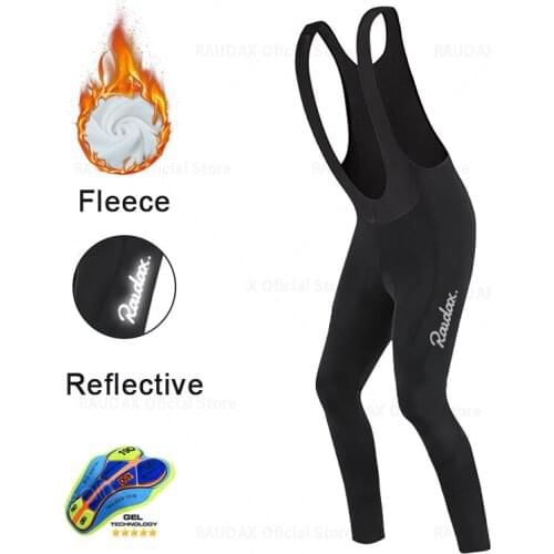 STRAVA Winter 2021Reflective LOGO Raudax Cycling Bib Pants Black Thermal Fleece Pants Bicycle Riding Shorts Sports Running Pants