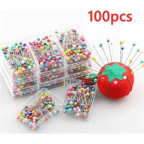 Wedding Dressmaking Pins Fixed Corsage Florists Hand Sewing Accessories Tools 100 Pcs Sewing Pin Round Pearl Head With Box