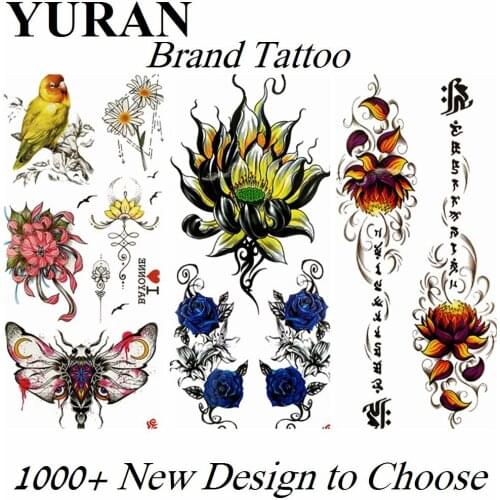 Phoenix Rose Flower Temporary Tattoos Fake Sticker Moth Hummingbird Waterproof Tattoo Paper For Women Girls Body Art Arm Tatoos