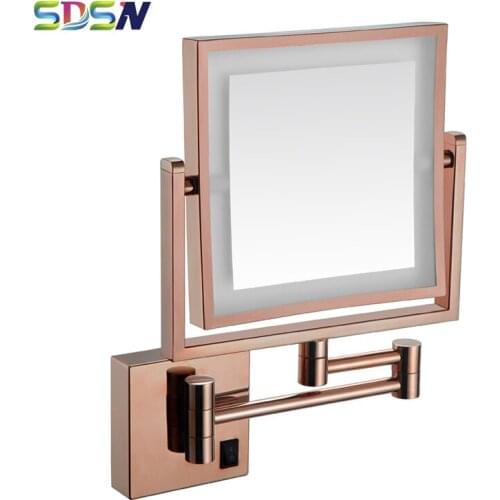 LED Bathroom Mirror SDSN 3x Rose Gold Bath Mirrors 8 Inch Square LED Bathroom Mirrors Wall Mounted LED Cosmetic Mirror