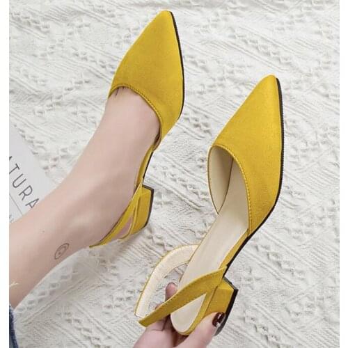 Women Shoes Slingback Summer Sandals For Female Flock Casual Footwear Pointed Toe Elegant Low Heels Party Wedding Shoe