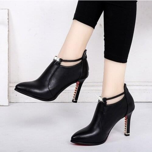 Womens shoes High heel women Martin boots autumn 2020 new pointed female stiletto black ladies fashion boots leather shoes
