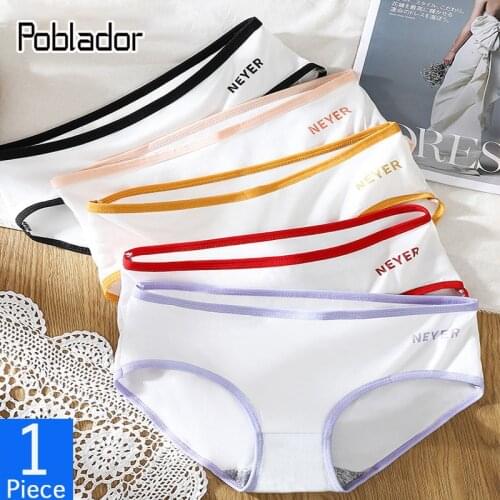 Poblador New Cute Letter Knitted Womens Panties Fashion Girls Comfortable Close To The Body Briefs Mid-Waist Soft Lady Lingerie