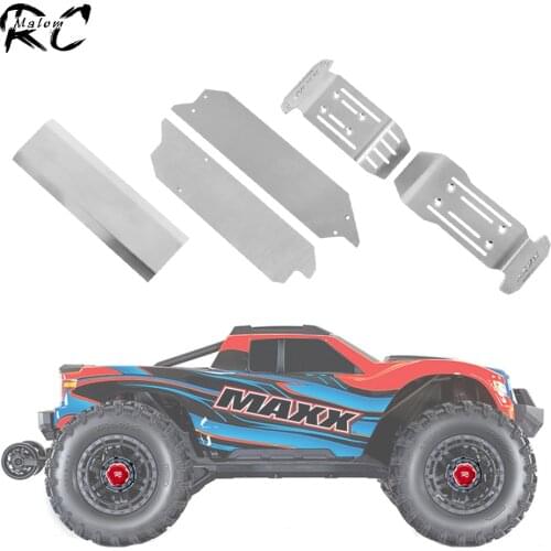 1 Set Stainless Steel Chassis Armor Skid Plate Bumper Protector for 1/10 RC Monster Truck Traxxas Maxx 89076-4 Upgrade Parts
