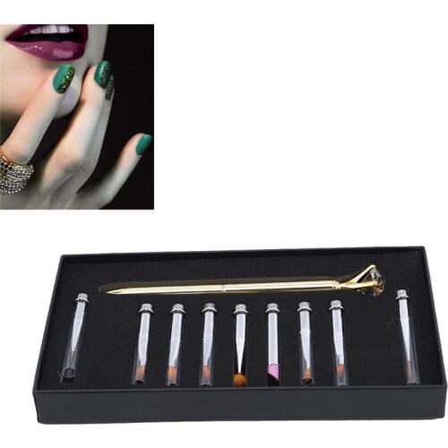 1Set Nail Art Painting Pen Gold Silver Suit Painted Pen Box Nail Brush Nail Brush Brush Eyebrow Pencil New
