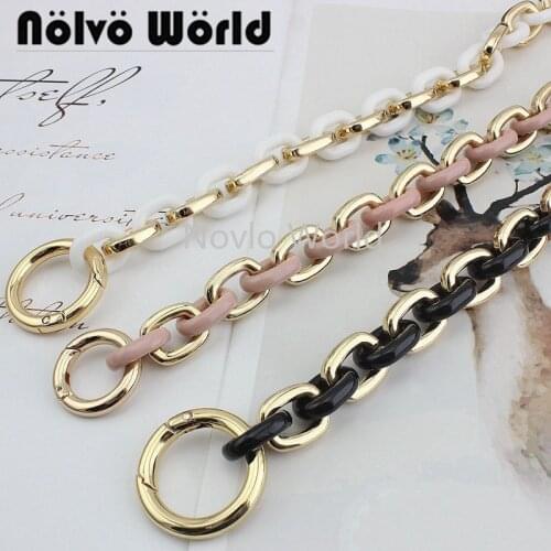 1 piece test, 35cm, 3 colors,Resin mixed metal chain handle with spring gate ring handbag chain handle pull hardware accessories